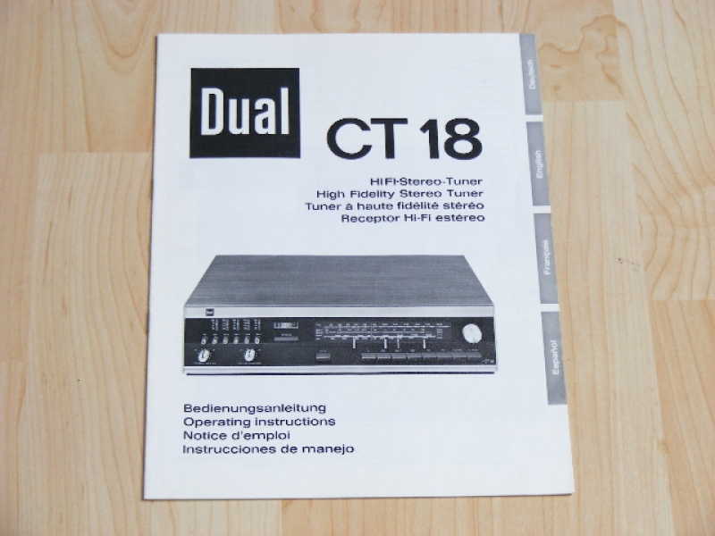 Bedienungsanleitung Dual CT 18 Tuner Original